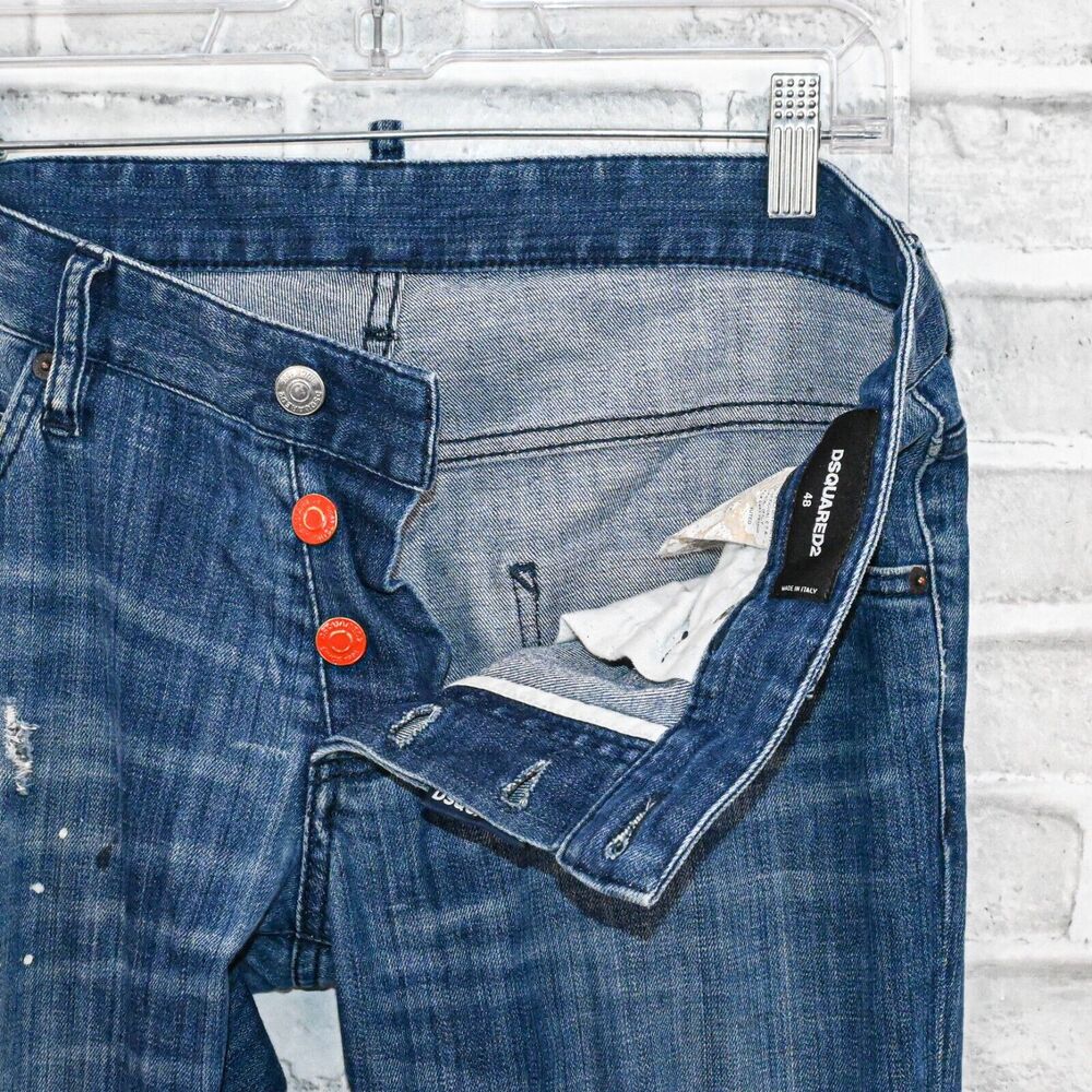 Men's Blue Distressed Straight-Leg Jeans - Picture 2 of 10